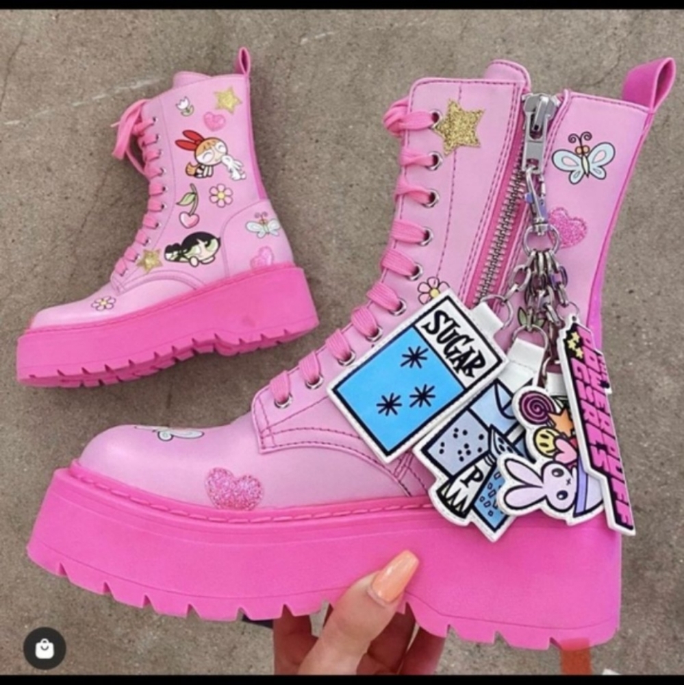 Powerpuff Girls Pink Combat Boots *Brand New*